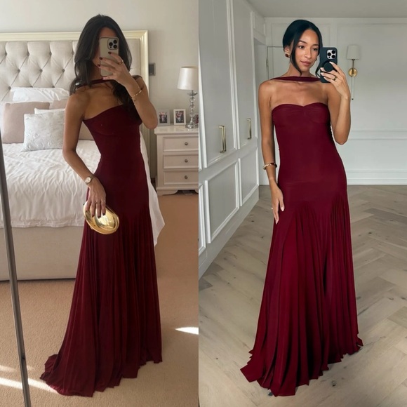 DEME by Gabriella Berta Halter Dress Burgundy Red NEW with tag